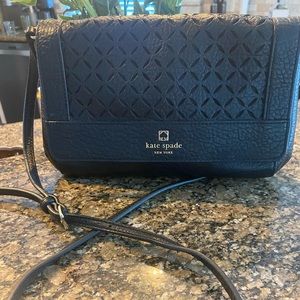 Kate Spade Black Perforated Flap Crossbody Bag EUC